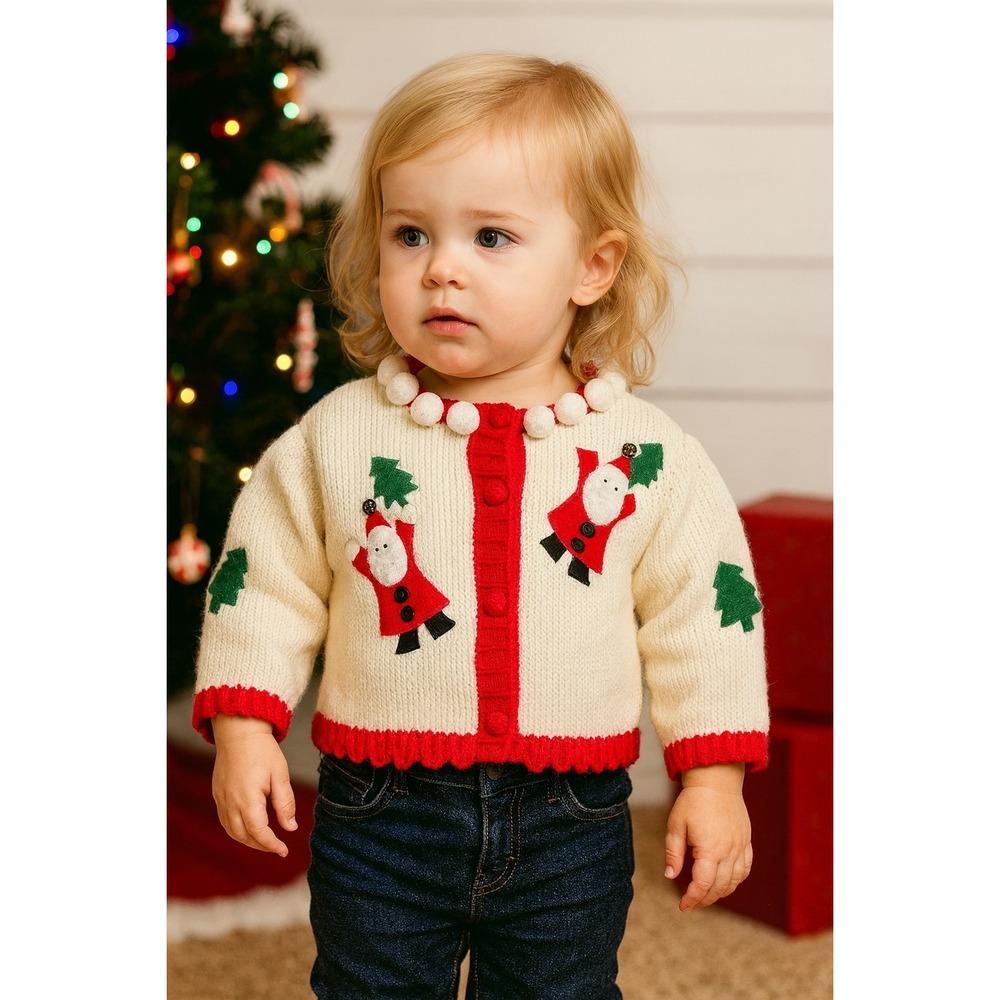 Vintage Handmade Christmas Holiday Toddlers Sweater Please See Measurements